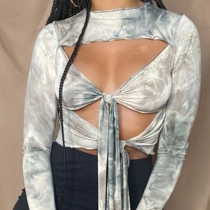 Grey Marble Tie Top